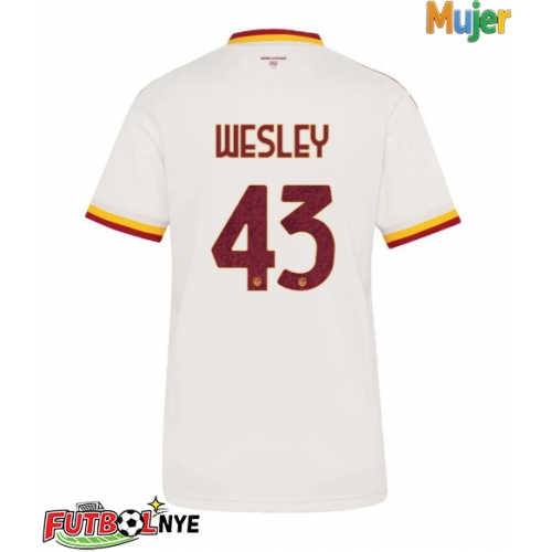 Camiseta AS Roma Wesley Franca #43 Visitante Equipación para mujer 2026-27 manga corta